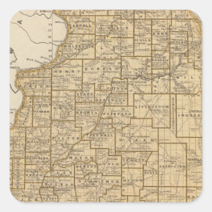 Illinois Atlas Map Vierkante Sticker