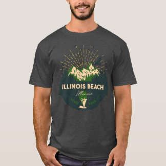 Illinois Beach IL State Park Green Retro Camping g T-shirt