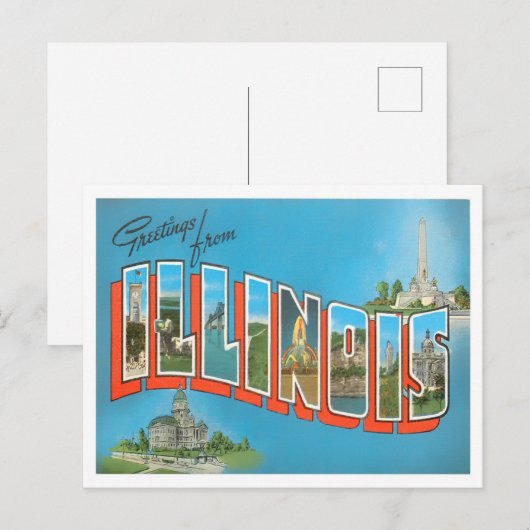 Illinois Big Letters Briefkaart (Voorkant / Achterkant)