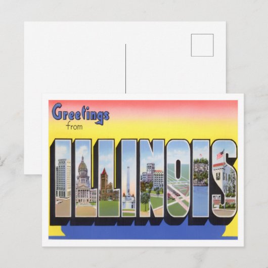 Illinois  Big Letters Briefkaart (Voorkant / Achterkant)