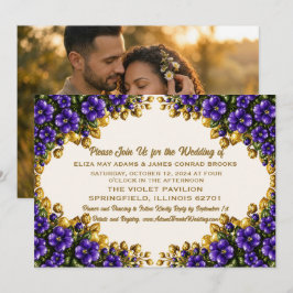 Illinois Blau Viooltje Foto Trouwuitnodiging Save The Date