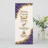 Illinois Blauwe Violet Bloemige Huwelijksprogramma Programmakaart (Staand voorkant)