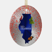 Illinois Blue Kardinaal Monarch Oak Leaf Keramisch Ornament (Rechts)