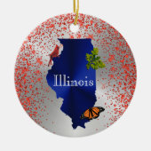 Illinois Blue Kardinaal Monarch Oak Leaf Keramisch Ornament (Voorkant)