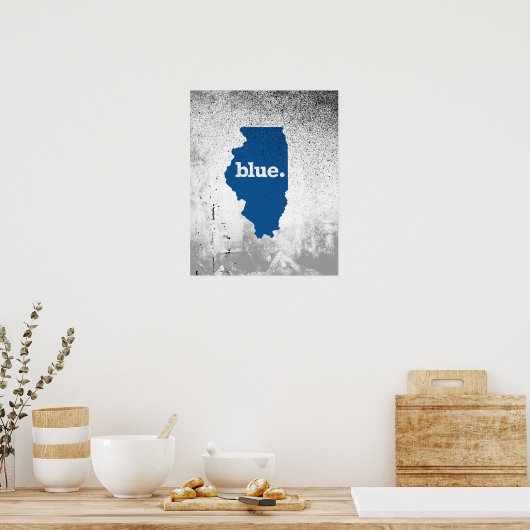 ILLINOIS BLUE STAAT POSTER (Keuken)