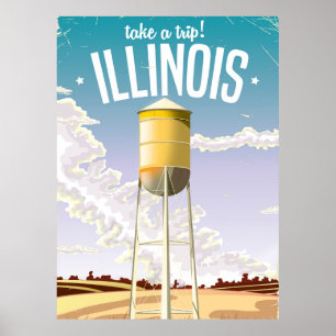Illinois boerderij vintage  poster
