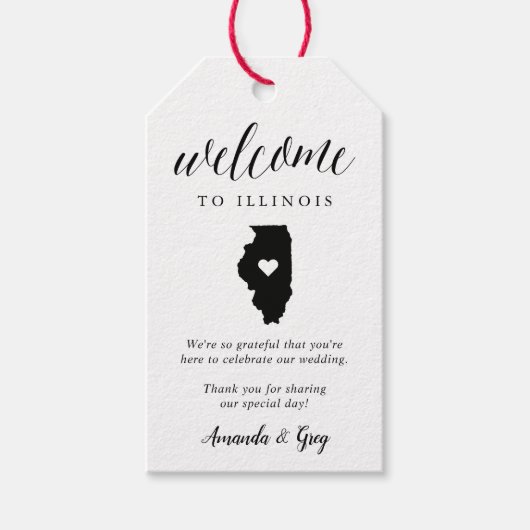 Illinois bruiloft welkom cadeaulabel (Voorkant)