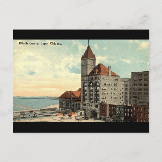 Illinois Central Depot Chicago Repro  1913 Briefkaart (Voorkant)
