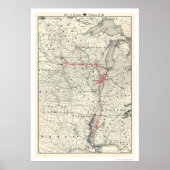 Illinois Central Railroad Map 1892 Poster (Voorkant)