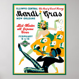 Illinois Central Railroad Mardi Gras-poster Poster