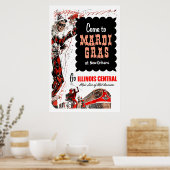 Illinois Central Railroad, Mardi Gras-poster Poster (Keuken)