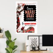 Illinois Central Railroad, Mardi Gras-poster Poster (Thuiskantoor)