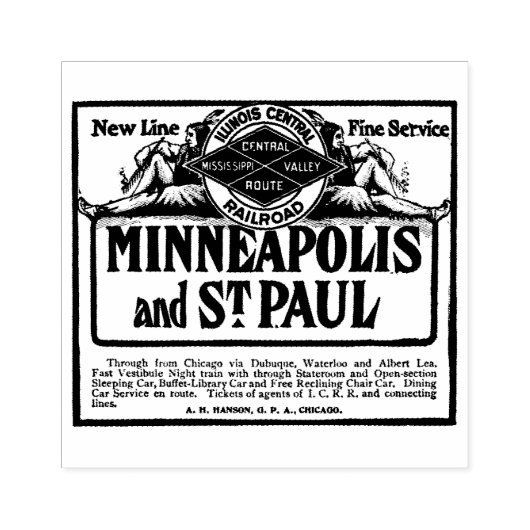 Illinois Central Railroad Minneapolis en St. Paul Rubberstempel (Afrduk)