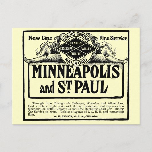 Illinois Central Railroad Post-kaart Briefkaart (Voorkant)