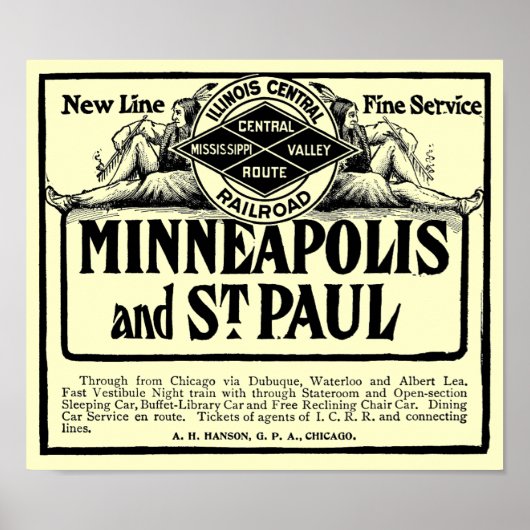 Illinois Central Railroad Vintage Poster (Voorkant)