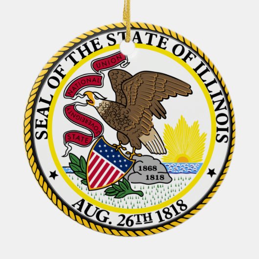 Illinois Ceramic Kerstmis Ornament (Achterkant)