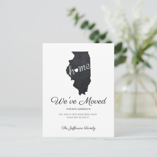 Illinois Chalkboard State Kaart Verhuizen Briefkaa (Staand voorkant)