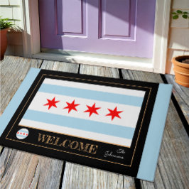 Illinois & Chicago Flag, City house mat/sport USA Deurmat