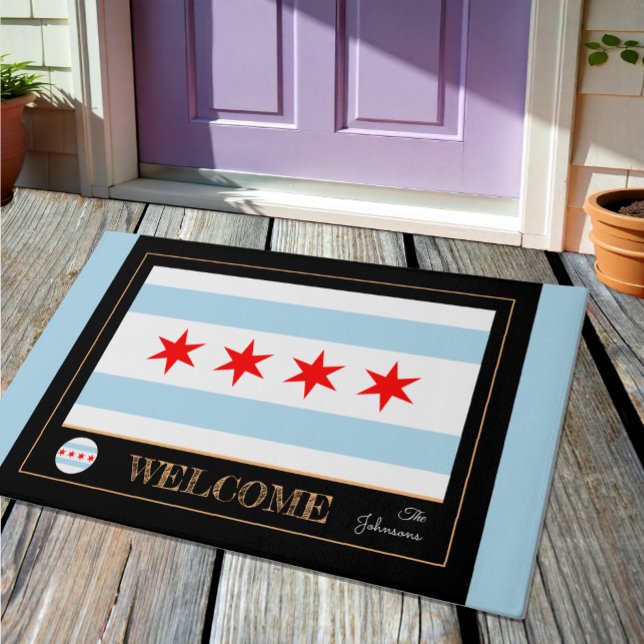 Illinois & Chicago Flag, City house mat/sport USA Deurmat (Creator heeft geüpload)