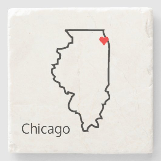 Illinois Chicago Love Custom Location Red Heart Stenen Onderzetter (Voorkant)