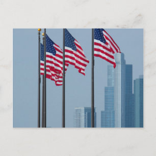 Illinois, Chicago. Navy Pier, Amerikaanse vlaggen  Briefkaart