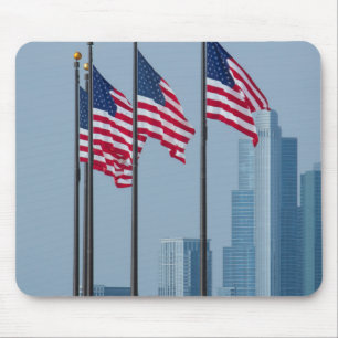 Illinois, Chicago. Navy Pier, Amerikaanse vlaggen  Muismat