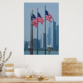 Illinois, Chicago. Navy Pier, Amerikaanse vlaggen Poster (Keuken)