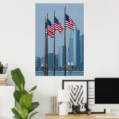 Illinois, Chicago. Navy Pier, Amerikaanse vlaggen Poster (Thuiskantoor)