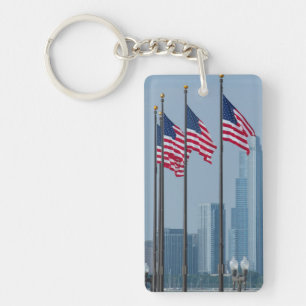 Illinois, Chicago. Navy Pier, Amerikaanse vlaggen Sleutelhanger