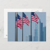 Illinois, Chicago. Navy Pier, vlaggen van de VS Briefkaart (Voorkant / Achterkant)