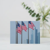 Illinois, Chicago. Navy Pier, vlaggen van de VS Briefkaart (Staand voorkant)