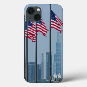 Illinois, Chicago. Navy Pier, vlaggen van de VS iPhone 13 Hoesje