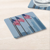 Illinois, Chicago. Navy Pier, vlaggen van de VS Kartonnen Onderzetters (Schuin)