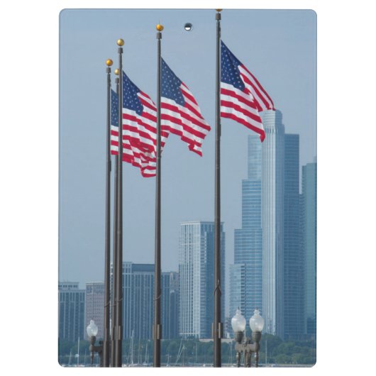 Illinois, Chicago. Navy Pier, vlaggen van de VS Klembord (Achterkant)