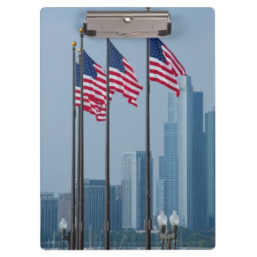 Illinois, Chicago. Navy Pier, vlaggen van de VS Klembord (Voorkant)