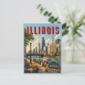 Illinois Chicago-rivier Briefkaart (Staand voorkant)