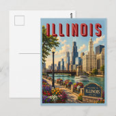 Illinois Chicago-rivier Briefkaart (Voorkant / Achterkant)