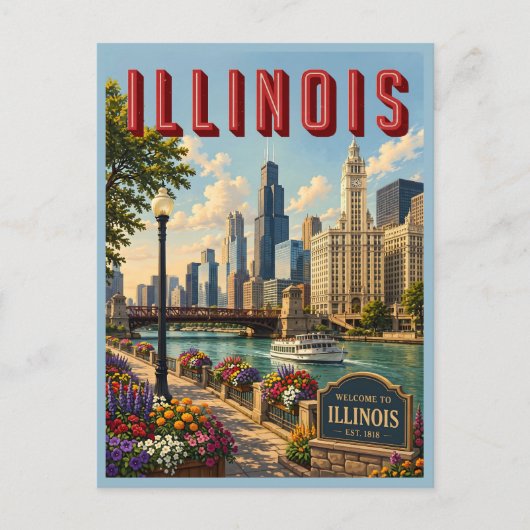 Illinois Chicago-rivier Briefkaart (Voorkant)
