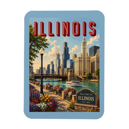 Illinois Chicago-rivier Magneet (Verticaal)