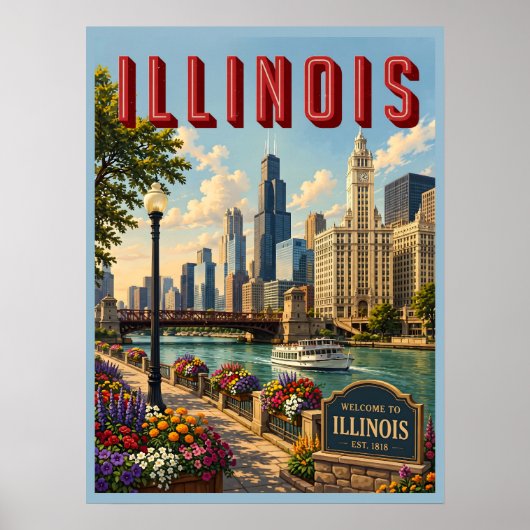 Illinois Chicago-rivier Poster (Voorkant)