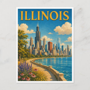 Illinois Chicago Skyline GeoSaga Briefkaart