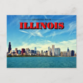 Illinois Chicago Skyline Print Briefkaart (Voorkant)