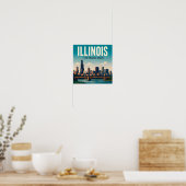 Illinois Chicago Springfield Midwest Reizen Poster (Keuken)