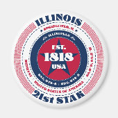 Illinois Cirkel Typografie Souvenir Magneet (Voorkant)