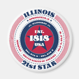 Illinois Cirkel Typografie Souvenir Magneet