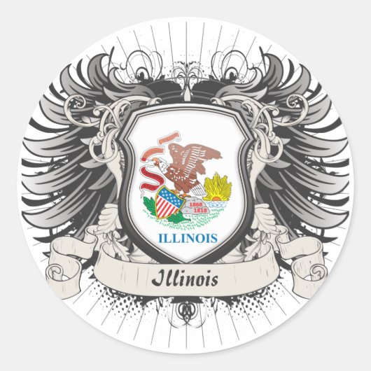 Illinois Crest Ronde Sticker (Voorkant)