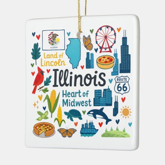 Illinois Custom Family Trip Christmas Keramisch Ornament (Links)