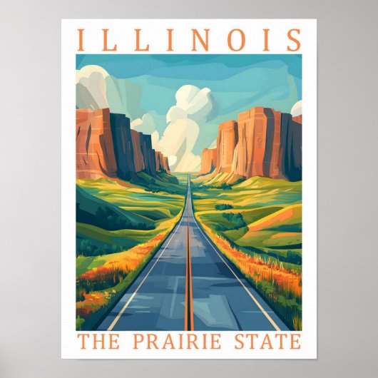 Illinois de Prairie State Verenigde Staten Travel Poster (Voorkant)