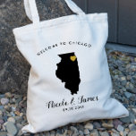 Illinois Destination Wedding Welcome Bag Tas<br><div class="desc">Het weekend van de bruiloft heet cadeautas voor gasten uit de stad voor je bruiloft,  met afbeelding van Illinois,  met gouden hart. Vul tas met je favoriete godies.</div>