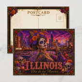 Illinois Día de los Muertos Retro Briefkaart (Voorkant / Achterkant)